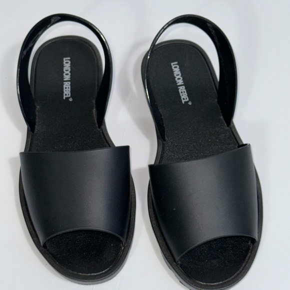 London Rebel black slingback jelly flat sandals size 7 - Picture 4 of 9